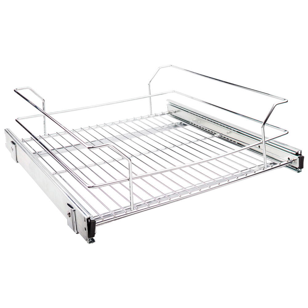Hardware Resources MBPO21-R 17-3/8" Polished Chrome Pullout Basket for 18" Cabinet Opening